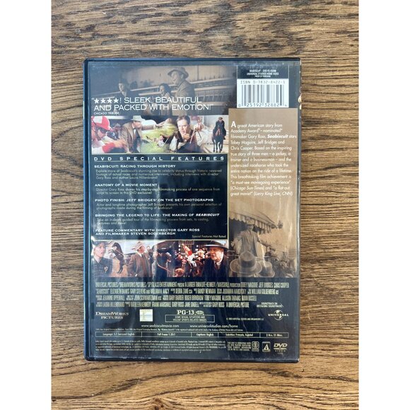 Seabiscuit DVD 2003 Tobey Maguire Jeff Bridges Sports Drama Movie Pre-Owned - Picture 2 of 4